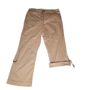 Ann Taylor Tan Roll Tab Utility Pants Women's Size 12 Wide Leg Gorpcore Hiking